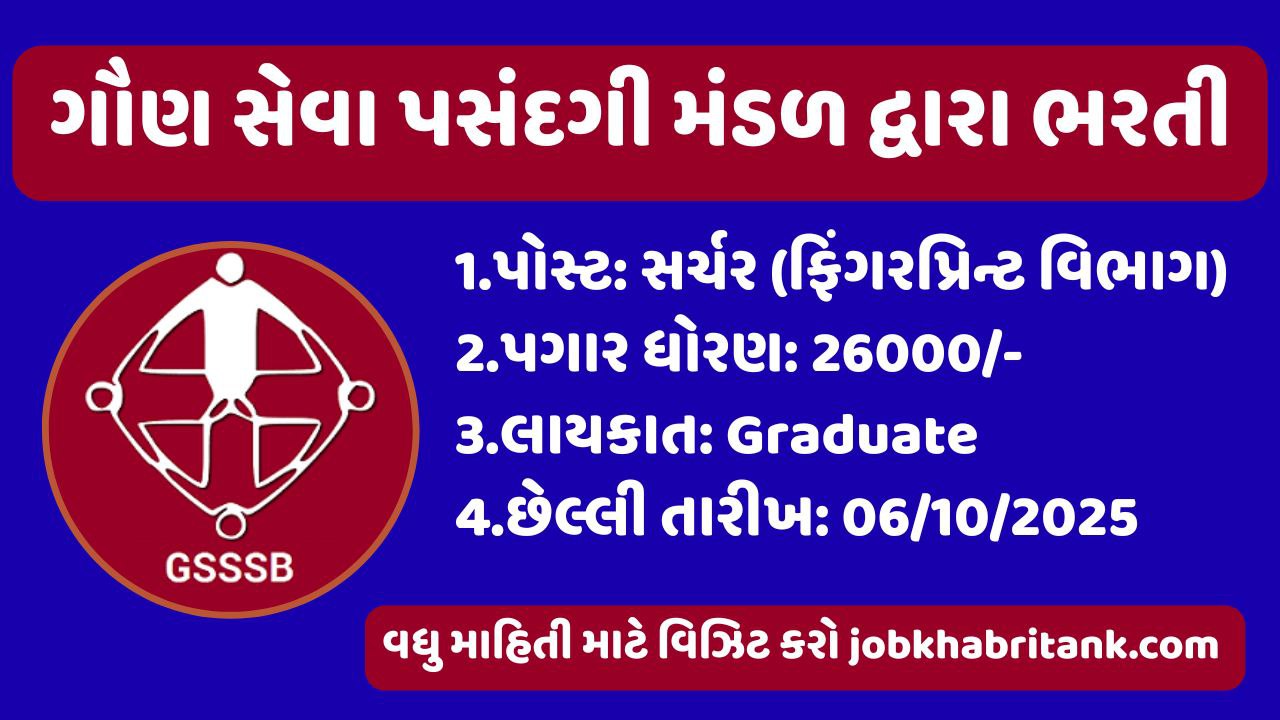 GSSSB Searcher Posts Recruitment 2025