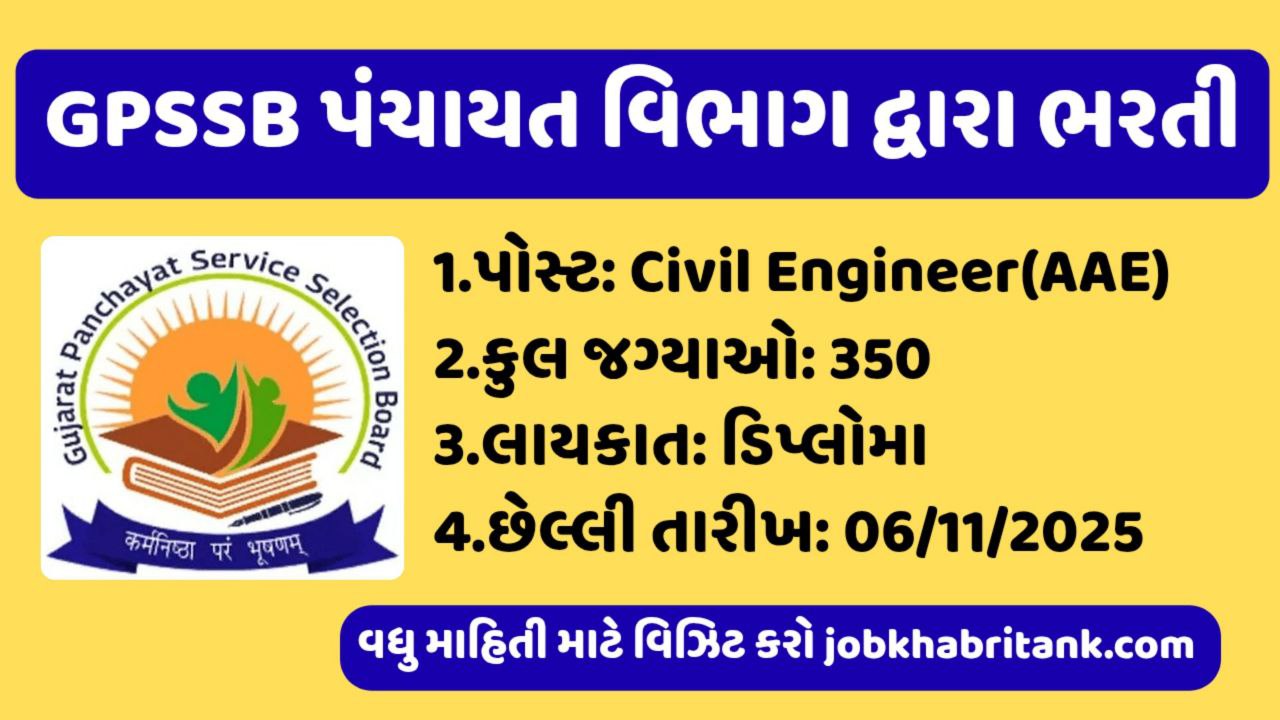GPSSB Civil Engineer Recruitment 2025 અધિક મદદનીશ ઈજનેર (સિવિલ)