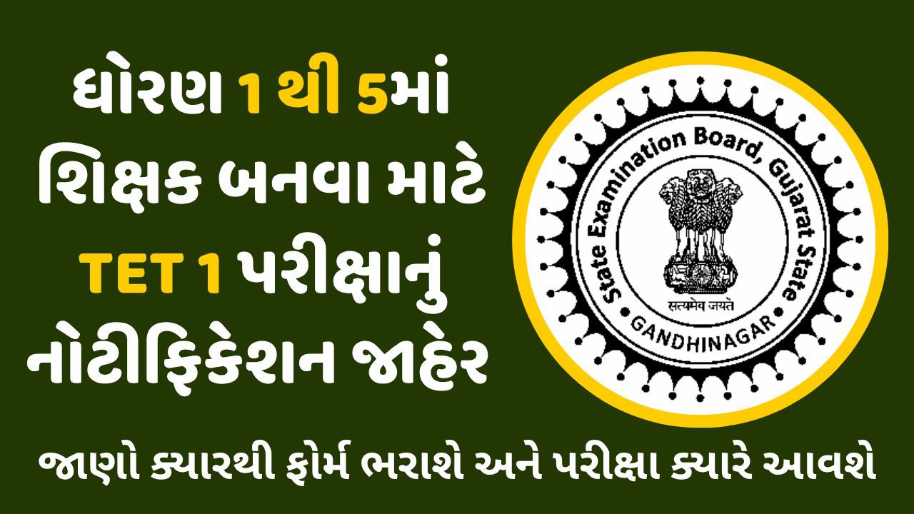 Gujarat TET 1 Exam Notification 2025